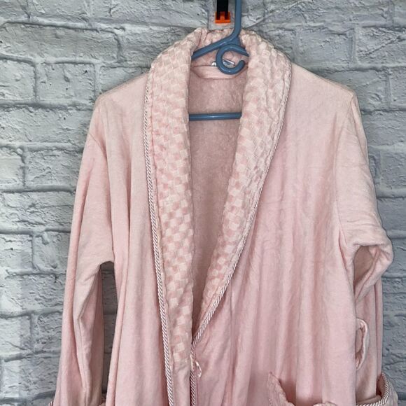 Cabernet cotton blend terry bathrobe w/satin lining & pockets Med - Picture 4 of 13